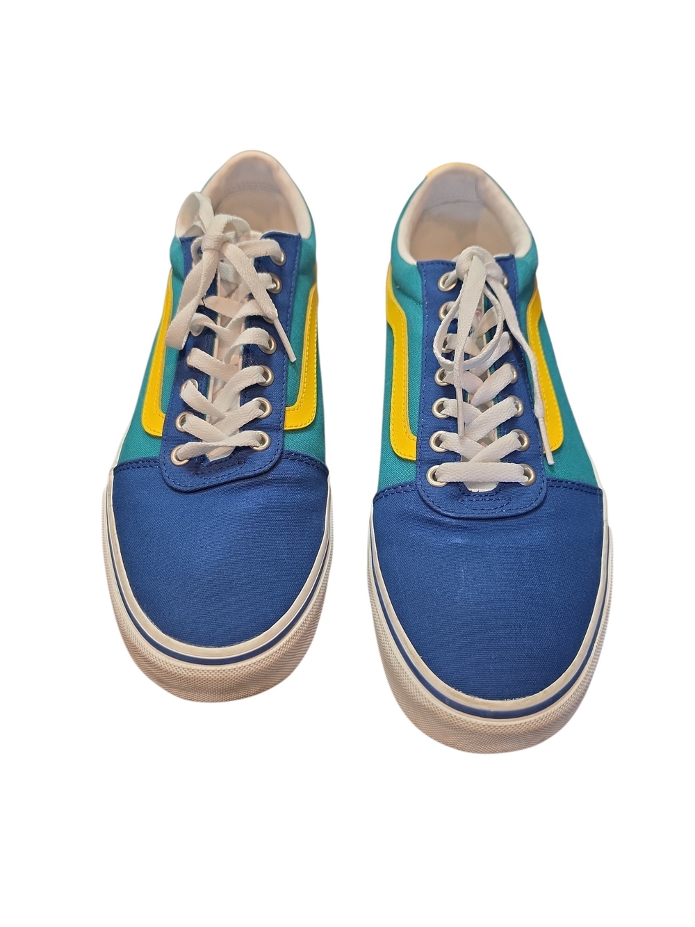 Vans Men's Blue & Teal Low-Top Sneakers with Yellow Accent